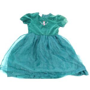 Vtg. Disney Minnie Dress Green Velvet Top Children Size 7/8 Holiday READ Desc.